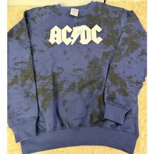 AC/DC Tie Dye Crewneck Sweatshirt Small NWT Blue Black